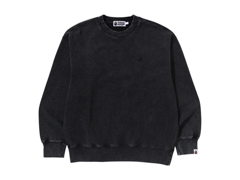 BAPE Garment Dye One Point Relaxed Fit Crewneck Sweatshirt Black