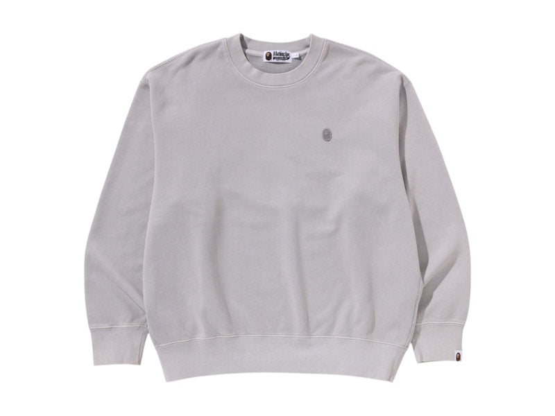 BAPE Garment Dye One Point Relaxed Fit Crewneck Sweatshirt Grey