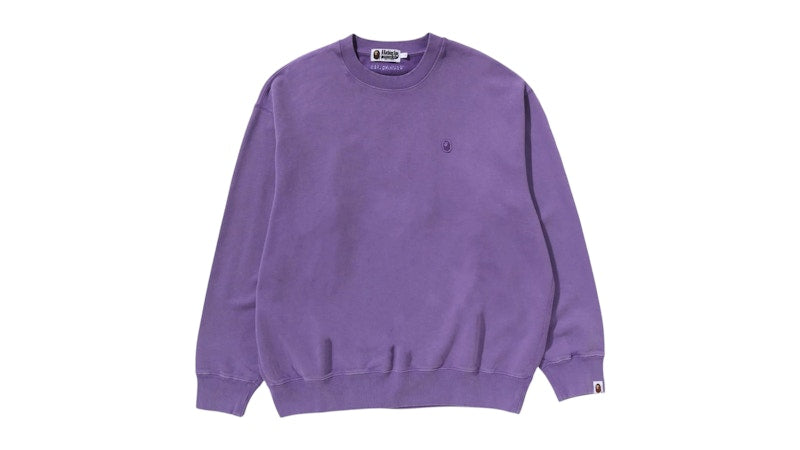 BAPE Garment Dye One Point Relaxed Fit Crewneck Sweatshirt Purple