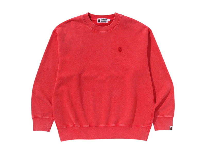 BAPE Garment Dye One Point Relaxed Fit Crewneck Sweatshirt Red