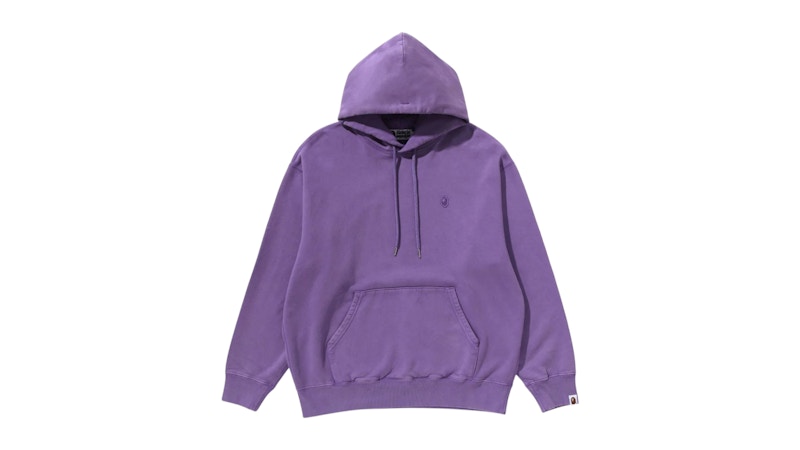 BAPE Garment Dye One Point Relaxed Fit Pullover Hoodie Purple