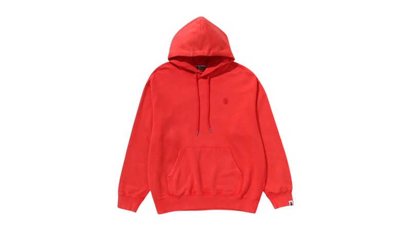 BAPE Garment Dye One Point Relaxed Fit Pullover Hoodie Red