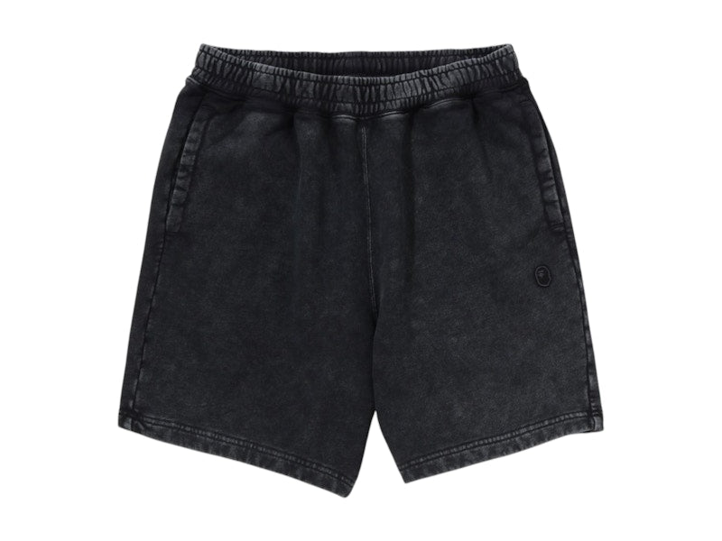 BAPE Garment Dye One Point Relaxed Fit Sweat Shorts Black