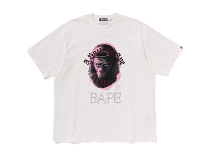 BAPE Garment Dye Rhinestone Ape Head Relaxed Fit Tee Ivory