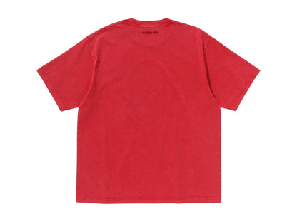 BAPE Garment Dye Rhinestone Ape Head Relaxed Fit Tee Red