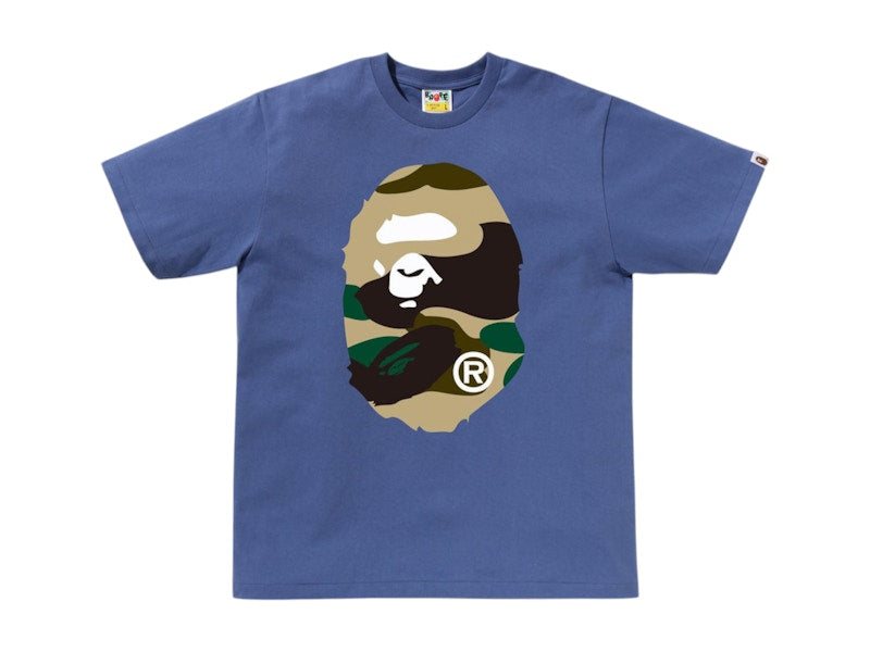 BAPE Giant 1st Camo Big Ape Head Tee Navy/Yellow