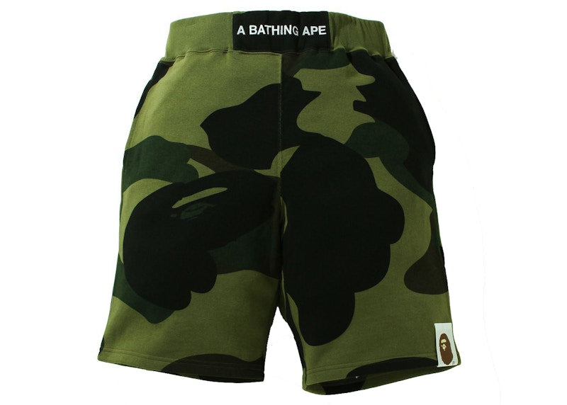 BAPE Giant 1st Camo Wide Fit Sweat Shorts Green