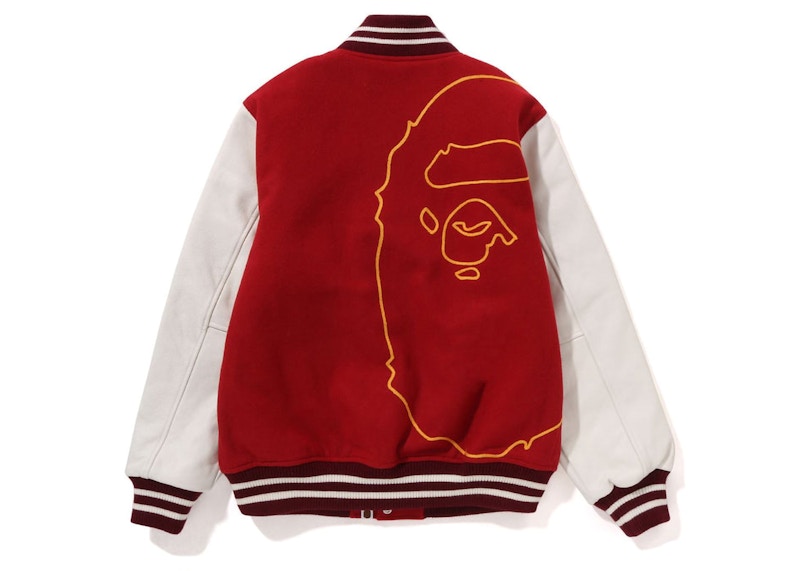 BAPE Giant Ape Head Varsity Jacket Burgundy