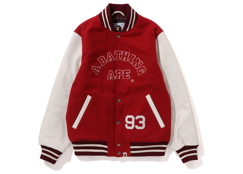 BAPE Giant Ape Head Varsity Jacket Burgundy
