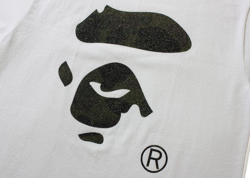 BAPE Glass Beads 1st Camo Ape Face Tee White/Green