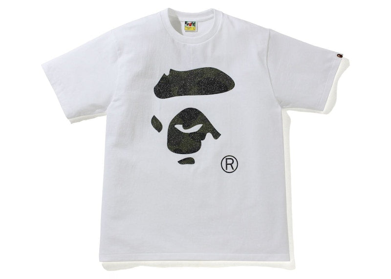 BAPE Glass Beads 1st Camo Ape Face Tee White/Green