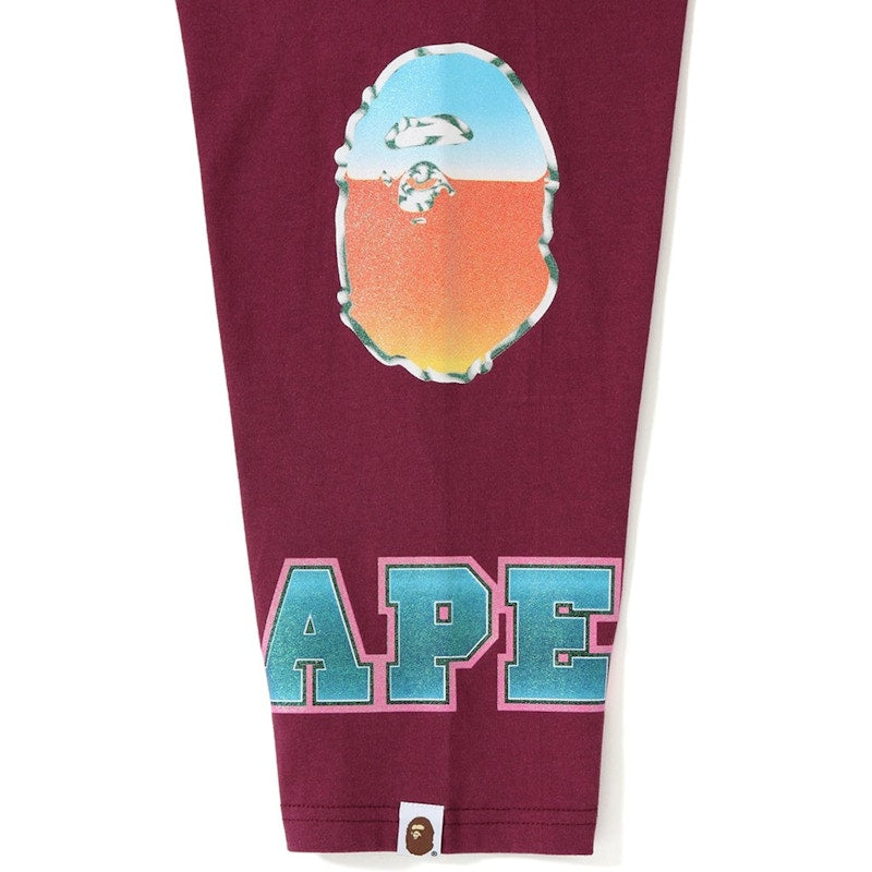 BAPE Glitter College 3/4 Tee Burgundy