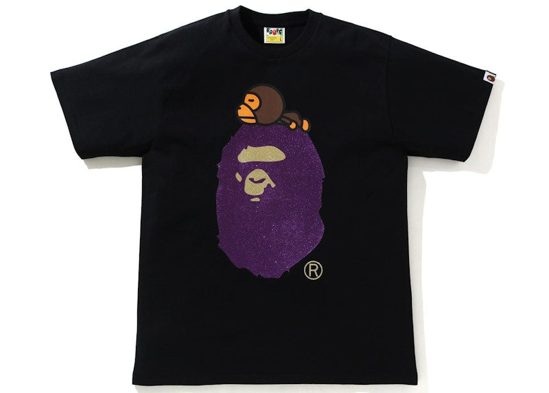 BAPE Glitter Milo on Big Ape Tee Black/Purple