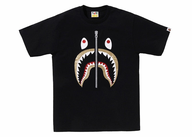 BAPE Glitter Shark Tee Black