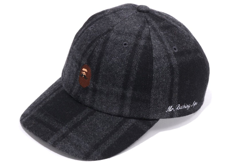 BAPE Golf Mr Bathing Ape Flannel Check Cap Black