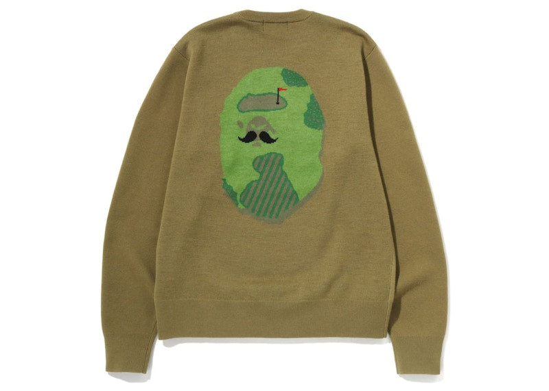 BAPE Golf Mr.Bathing Ape Crewneck Knit Olive Drab