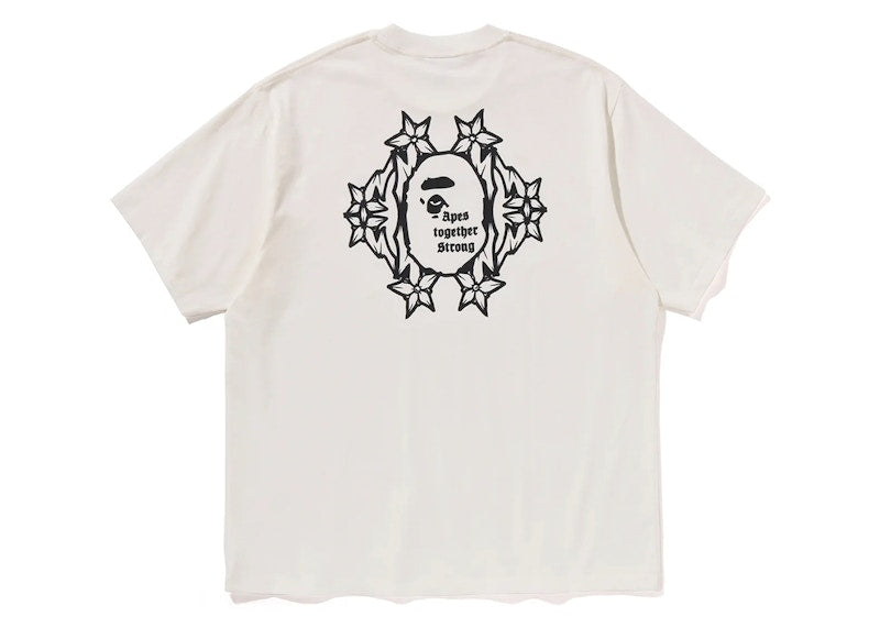 BAPE Gothic Logo Relaxed Fit Tee Ivory