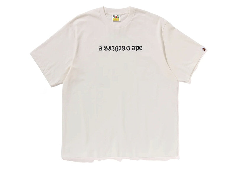 BAPE Gothic Logo Relaxed Fit Tee Ivory