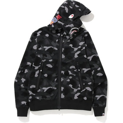 BAPE Gradation Camo Shark Mask Wide Zip Hoodie Black