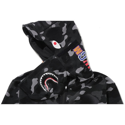 BAPE Gradation Camo Shark Mask Wide Zip Hoodie Black