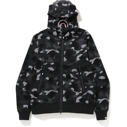 BAPE Gradation Camo Shark Mask Wide Zip Hoodie Black