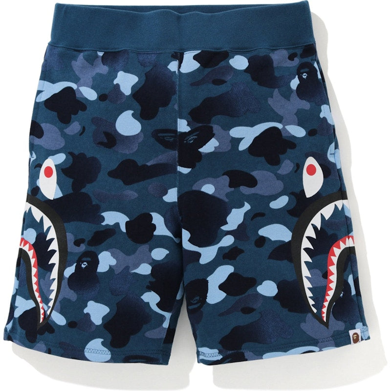 BAPE Gradation Camo Side Shark Sweat Shorts Blue