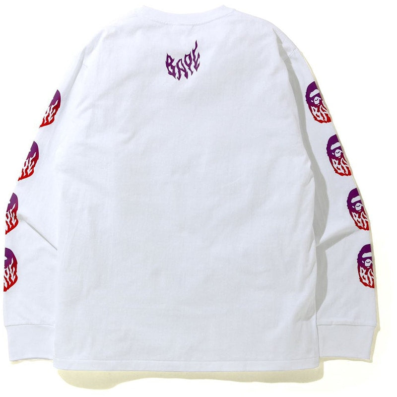 BAPE Gradation Flame L/S Tee White