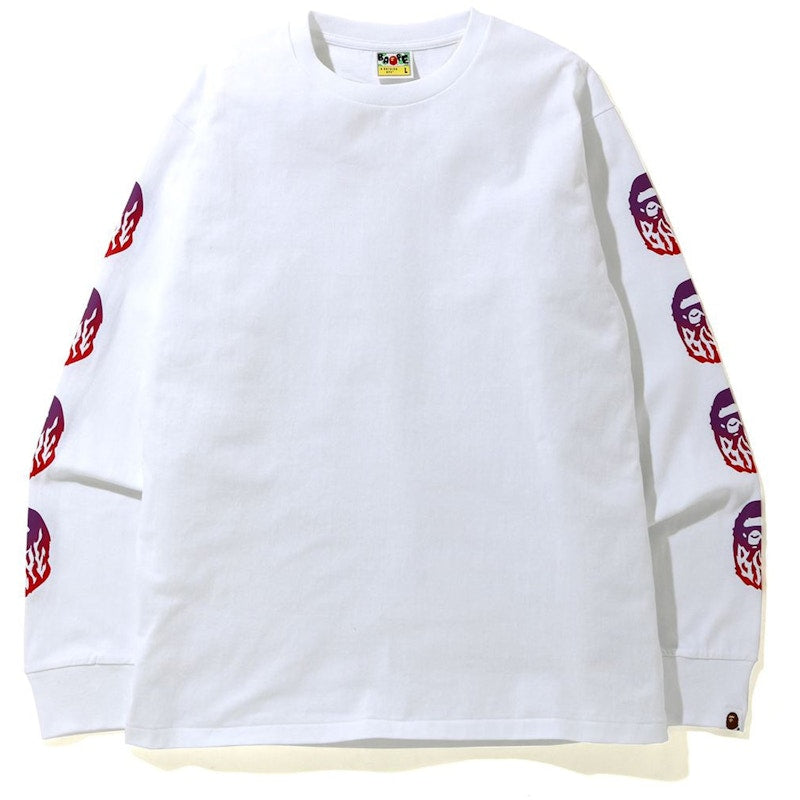 BAPE Gradation Flame L/S Tee White