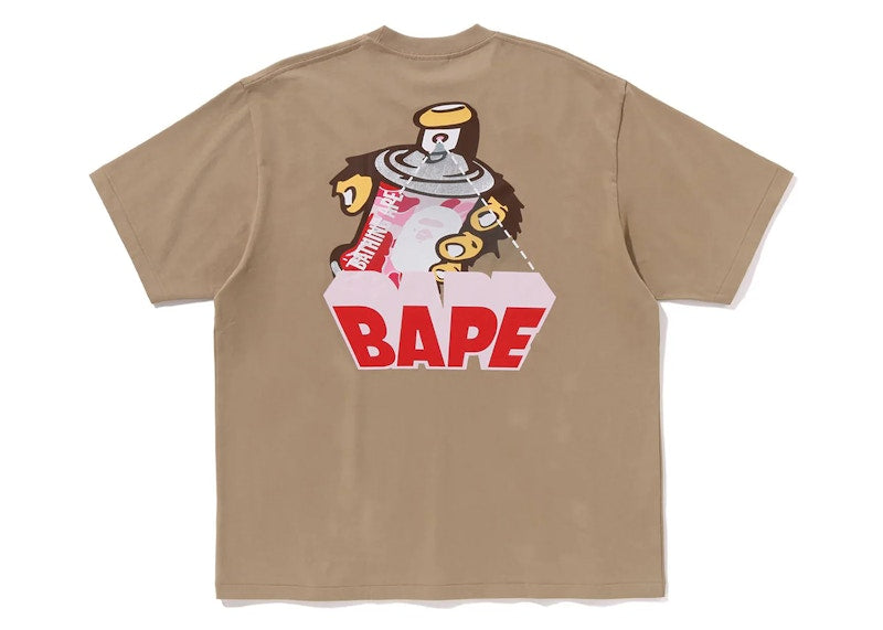 BAPE Graffiti BAPE Logo Relaxed Fit Tee Beige