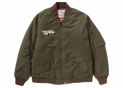 BAPE Graffiti Bomber Jacket Olivedrab