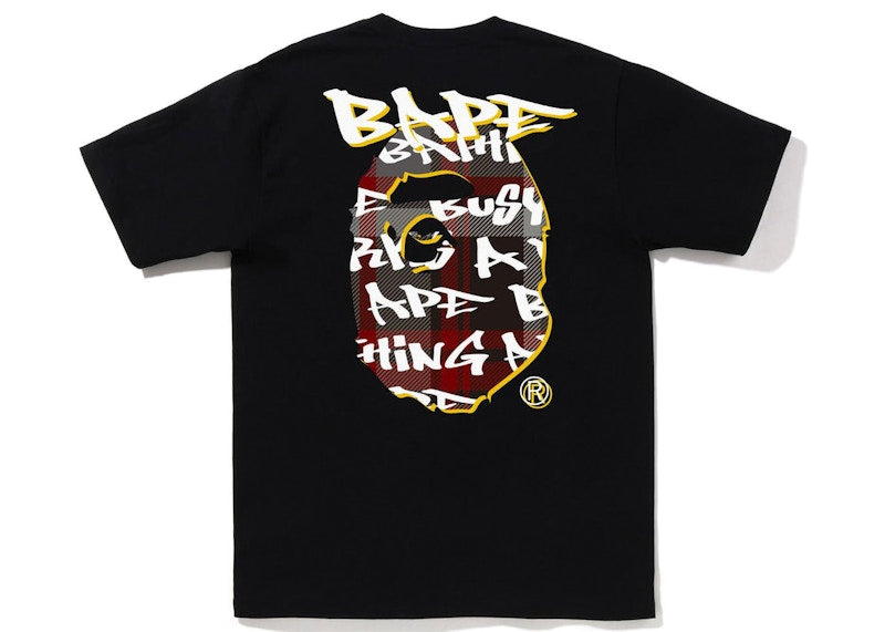 BAPE Graffiti Check Ape Head Tee Black Black