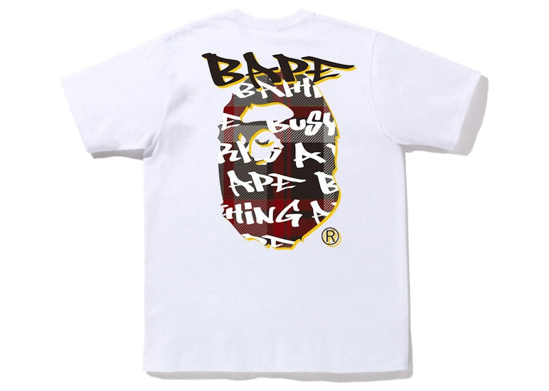 BAPE Graffiti Check Ape Head Tee White Black