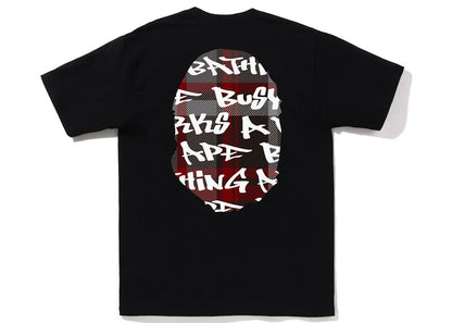 BAPE Graffiti Check Big Ape Head Tee Black Black