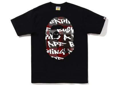 BAPE Graffiti Check Big Ape Head Tee Black Black