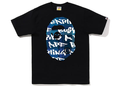BAPE Graffiti Check Big Ape Head Tee Black Blue