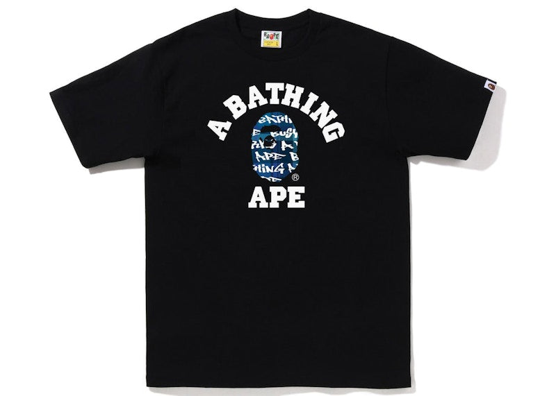BAPE Graffiti Check College Tee Black Blue