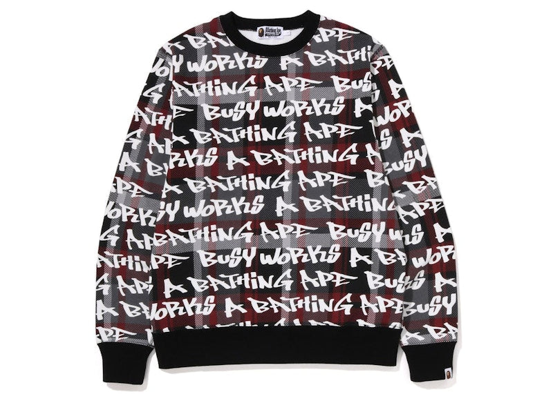 BAPE Graffiti Check Crewneck Black