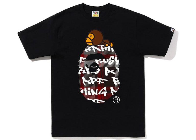 BAPE Graffiti Check Milo On Big Ape Tee Black Black