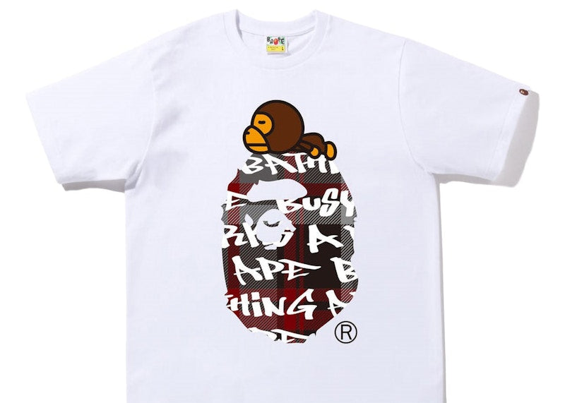 BAPE Graffiti Check Milo On Big Ape Tee White Black