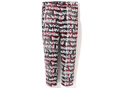 BAPE Graffiti Check One Point Relaxed Fit Pants Black