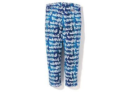 BAPE Graffiti Check One Point Relaxed Fit Pants Blue