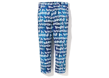 BAPE Graffiti Check One Point Relaxed Fit Pants Blue
