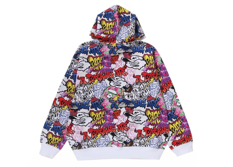 BAPE Graffiti Pattern Pullover Hoodie Multicolor