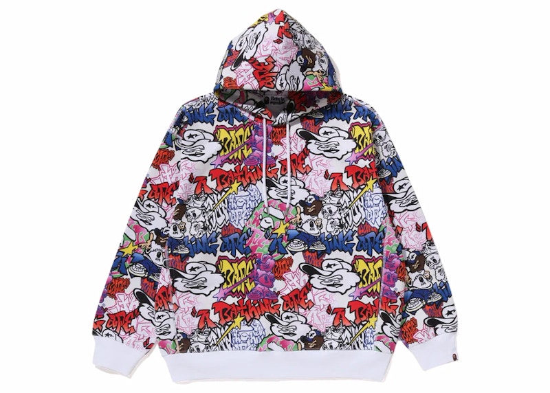 BAPE Graffiti Pattern Pullover Hoodie Multicolor