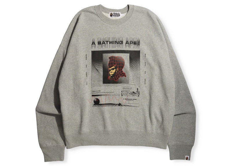 BAPE Graphic #2 Loose Fit Crewneck Gray