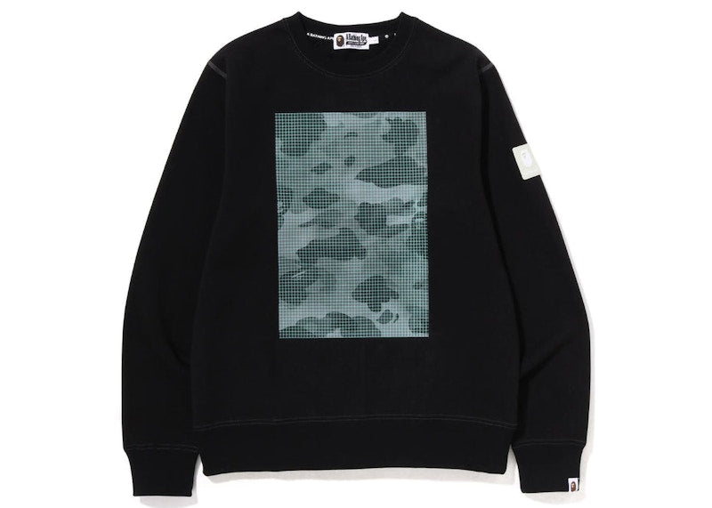 BAPE Grid Camo Crewneck Sweatshirt Black