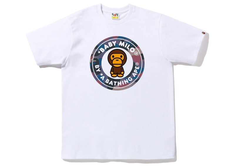 BAPE Grid Camo Milo Busy Works Tee (FW22) White Purple