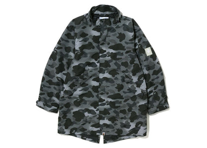 BAPE Grid Camo Relaxed Fit Fish Tail Coat Black