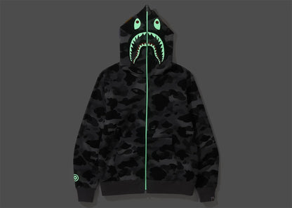 BAPE Grid Camo Shark Full Zip Hoodie Black