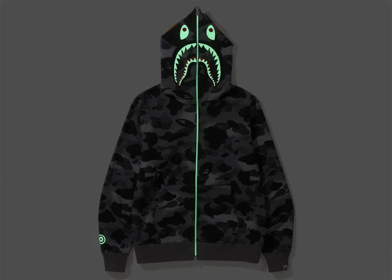 BAPE Grid Camo Shark Full Zip Hoodie Black